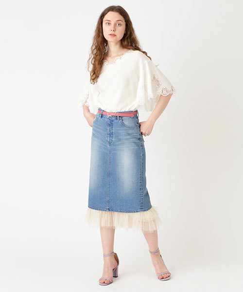 JILL STUART（ジルスチュアート）の「◆《JILL JEAN》チュールデニムタイトスカート（スカート・レディース・ネイビー/ブルー・2/0/4）」の21枚目の写真