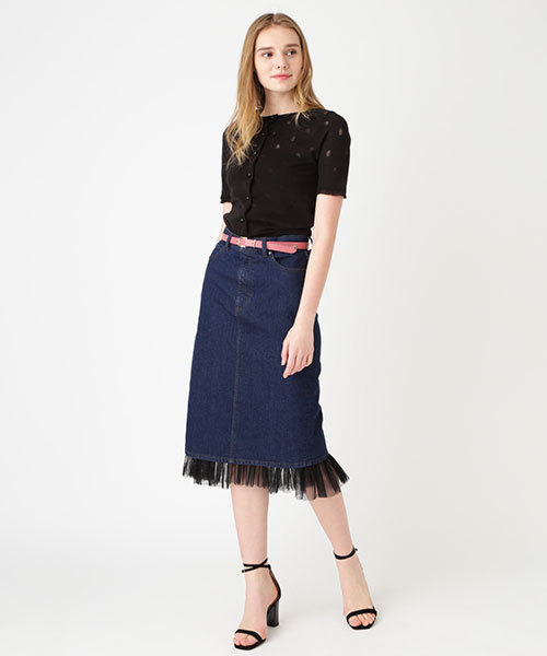 JILL STUART（ジルスチュアート）の「◆《JILL JEAN》チュールデニムタイトスカート（スカート・レディース・ネイビー/ブルー・2/0/4）」の10枚目の写真