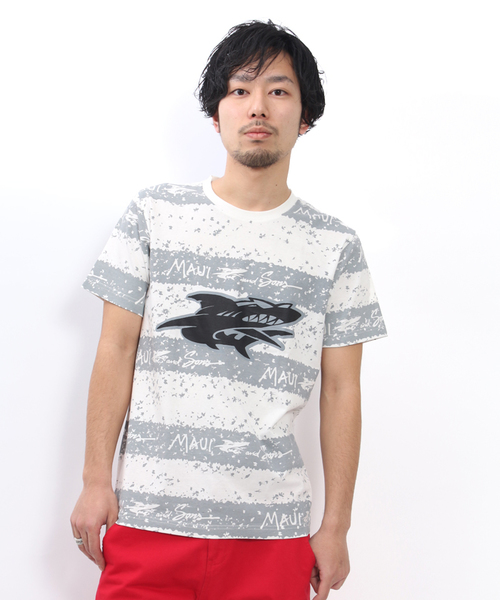 WEGO（ウィゴー）の「WEGO/MAUIパターンプリント半袖Tシャツ（Tシャツ/カットソー・メンズ・ホワイト系その他/グリーン系その他・LARGE/MEDIUM）」の2枚目の写真