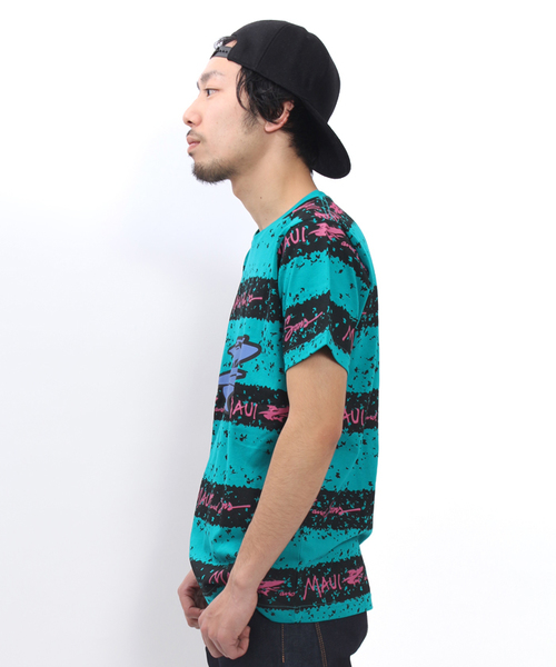 WEGO（ウィゴー）の「WEGO/MAUIパターンプリント半袖Tシャツ（Tシャツ/カットソー・メンズ・ホワイト系その他/グリーン系その他・LARGE/MEDIUM）」の3枚目の写真