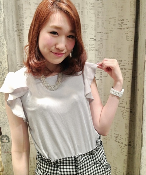 Chico（チコ）の「袖フリルT（Tシャツ/カットソー・レディース・イエロー/ホワイト/グレー/ネイビー・FREE）」の3枚目の写真