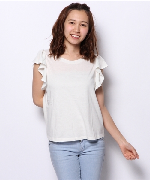 Chico（チコ）の「袖フリルT（Tシャツ/カットソー・レディース・イエロー/ホワイト/グレー/ネイビー・FREE）」の13枚目の写真