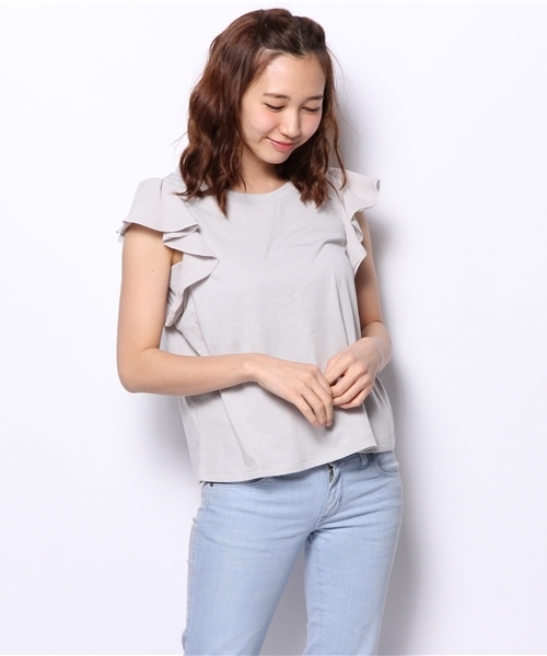 Chico（チコ）の「袖フリルT（Tシャツ/カットソー・レディース・イエロー/ホワイト/グレー/ネイビー・FREE）」の15枚目の写真