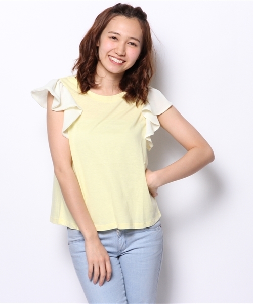 Chico（チコ）の「袖フリルT（Tシャツ/カットソー・レディース・イエロー/ホワイト/グレー/ネイビー・FREE）」の16枚目の写真