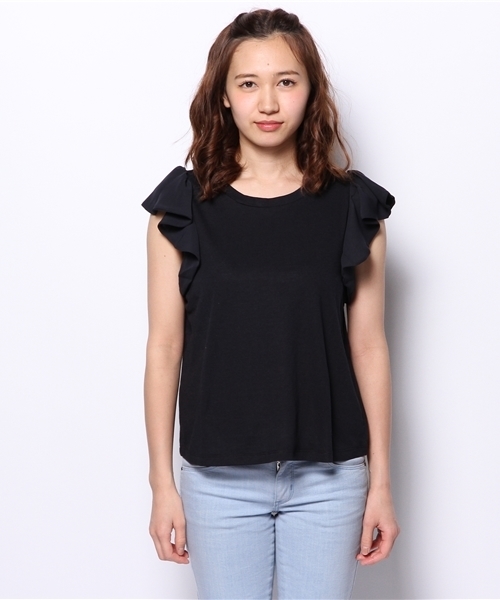 Chico（チコ）の「袖フリルT（Tシャツ/カットソー・レディース・イエロー/ホワイト/グレー/ネイビー・FREE）」の6枚目の写真