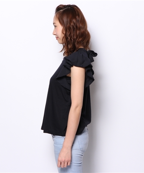 Chico（チコ）の「袖フリルT（Tシャツ/カットソー・レディース・イエロー/ホワイト/グレー/ネイビー・FREE）」の7枚目の写真