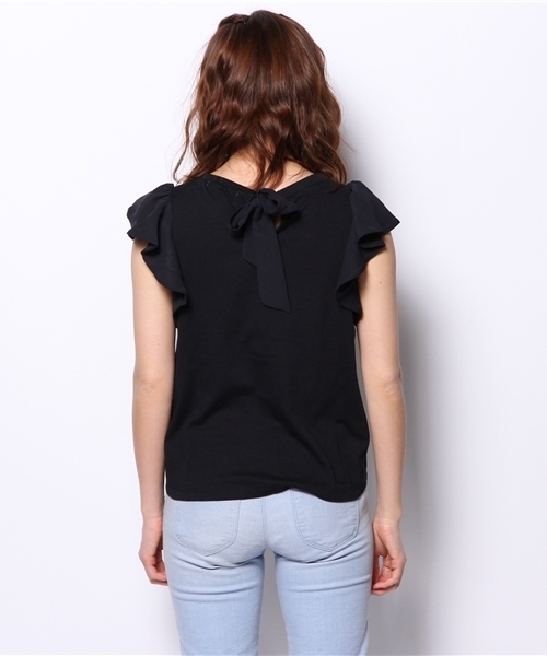 Chico（チコ）の「袖フリルT（Tシャツ/カットソー・レディース・イエロー/ホワイト/グレー/ネイビー・FREE）」の8枚目の写真