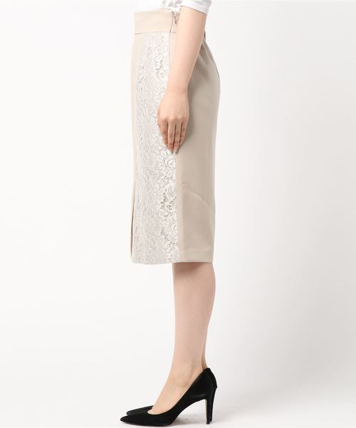 TRUDEA(トルディア)の「レース×無地 タイトスカート(スカート・レディース・ベージュ/ネイビー/ブラウン/ピンク・SMALL/MEDIUM/LARGE)」の6枚目の写真