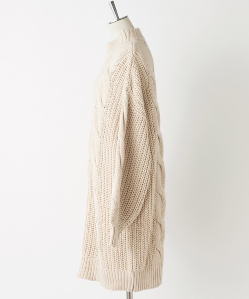 one after another NICE CLAUP（ワンアフターアナザーナイスクラップ）の「【WEB STORE限定】ニットケーブルワンピース（ワンピース・レディース・ベージュ/グレー/アイボリー/モカ・FREE）」の15枚目の写真