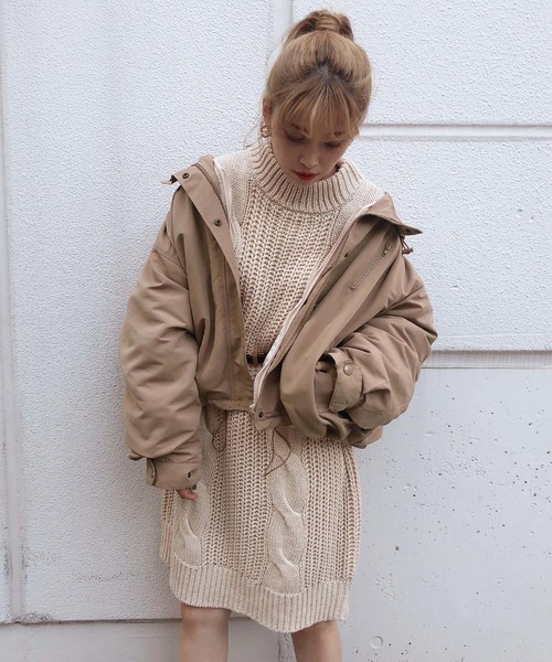 one after another NICE CLAUP（ワンアフターアナザーナイスクラップ）の「【WEB STORE限定】ニットケーブルワンピース（ワンピース・レディース・ベージュ/グレー/アイボリー/モカ・FREE）」の22枚目の写真