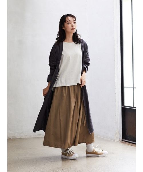CRAFT STANDARD BOUTIQUE(クラフトスタンダードブティック)の「ラップ風ギャザーロングスカート●*(スカート・レディース・チャコールグレー/ベージュ/カーキ/テラコッタ・M/L)」の7枚目の写真