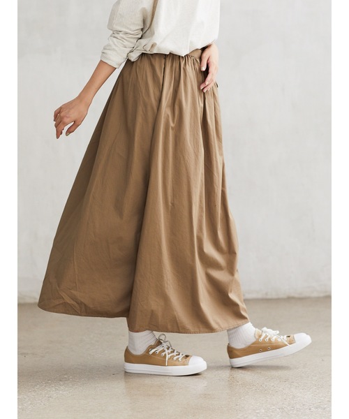 CRAFT STANDARD BOUTIQUE(クラフトスタンダードブティック)の「ラップ風ギャザーロングスカート●*(スカート・レディース・チャコールグレー/ベージュ/カーキ/テラコッタ・M/L)」の8枚目の写真