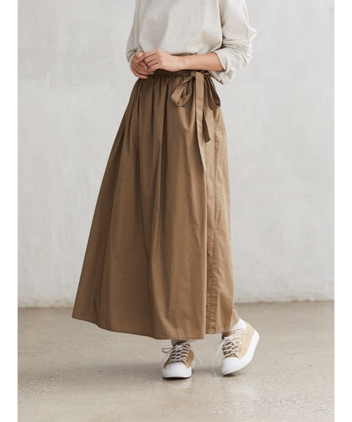 CRAFT STANDARD BOUTIQUE(クラフトスタンダードブティック)の「ラップ風ギャザーロングスカート●*(スカート・レディース・チャコールグレー/ベージュ/カーキ/テラコッタ・M/L)」の16枚目の写真