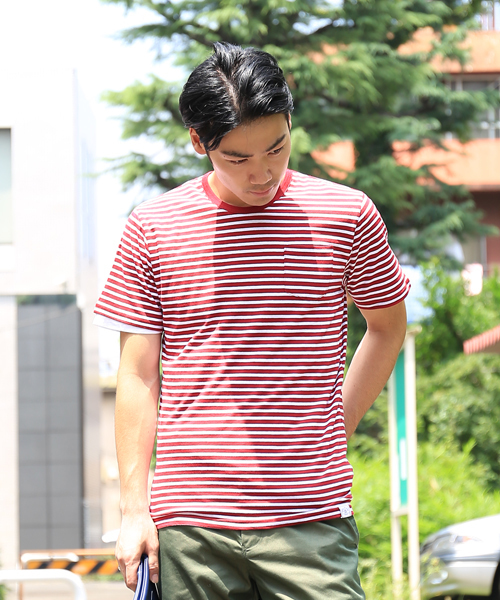 B:MING by BEAMS（ビーミングバイビームス）の「○ビーミング by ビームス / ボーダーポケットTEE（Tシャツ/カットソー・メンズ・ブラック/レッド/ネイビー・SMALL/MEDIUM/LARGE/X-LARGE）」の3枚目の写真