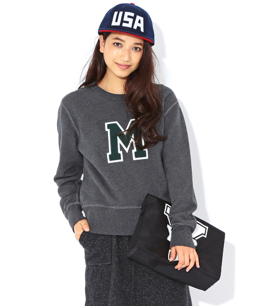 BEAMS BOY(ビームスボーイ)の「BEAMS BOY / スウェット レタード クルー(スウェット・レディース・チャコールグレー/ブルー・ONE SIZE)」の2枚目の写真