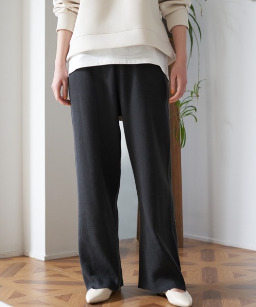 AMERICAN HOLIC（アメリカンホリック）の「リブニットイージーパンツ＊（その他パンツ・レディース・チャコールグレー/モカ/グレイッシュベージュ・MEDIUM/LARGE）」の2枚目の写真