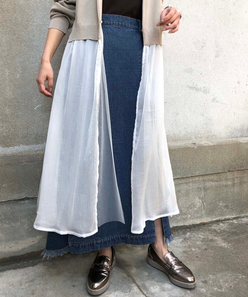 &g'aime(アンジェム)の「【&g'aime】楊柳レイヤードロングカーディガン/シースルーカーディガン(カーディガン/ボレロ・レディース・ブラック/ライトグレー/ライトベージュ・FREE)」の14枚目の写真