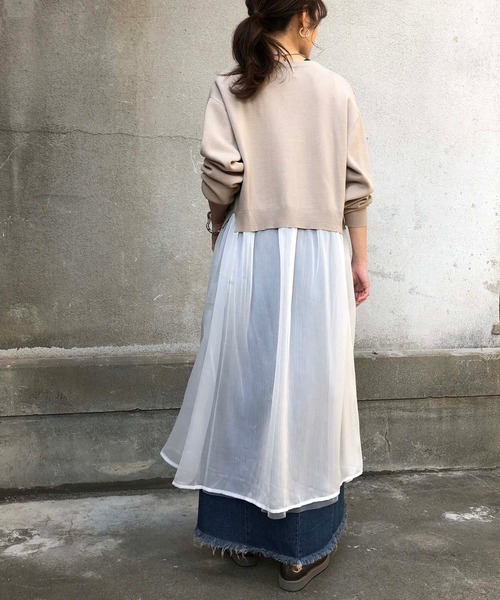 &g'aime(アンジェム)の「【&g'aime】楊柳レイヤードロングカーディガン/シースルーカーディガン(カーディガン/ボレロ・レディース・ブラック/ライトグレー/ライトベージュ・FREE)」の16枚目の写真