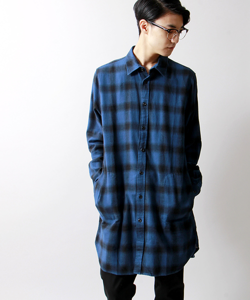 WEGO(ウィゴー)の「WEGO/ロングチェックネルシャツ(シャツ/ブラウス・メンズ・ブルー/レッド・MEDIUM/LARGE)」の2枚目の写真