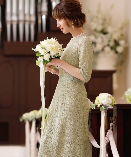 公式 セール エレガントワンピースドレスロング 七分袖結婚式フォーマル ドレス Pourvous プールヴー のファッション 楽天カード分割 Arenatheatre Net