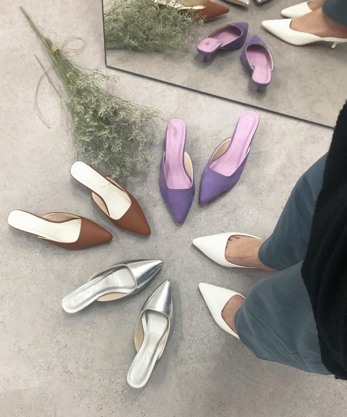 KOBE LETTUCE（コウベレタス）の「キトゥンヒールミュール（サンダル・レディース・ホワイト/ブラック/ベージュ/パープル/シルバー/キャメル・LL/S/M/L）」の17枚目の写真