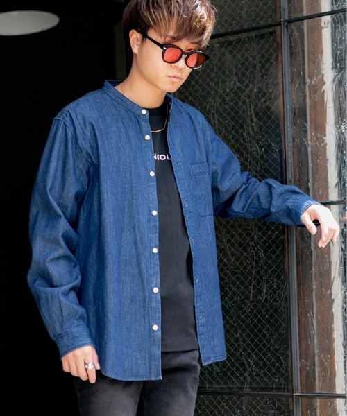 ADMIX/ATELIER SAB MEN（アドミックスアトリエサブメン）の「ライトオンス デニム バンドカラー 長袖 シャツ（シャツ/ブラウス・メンズ・インディゴブルー/ワンウォッシュ/ライトインディゴブルー・48/50）」の10枚目の写真