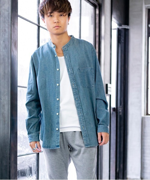 ADMIX/ATELIER SAB MEN（アドミックスアトリエサブメン）の「ライトオンス デニム バンドカラー 長袖 シャツ（シャツ/ブラウス・メンズ・インディゴブルー/ワンウォッシュ/ライトインディゴブルー・48/50）」の22枚目の写真