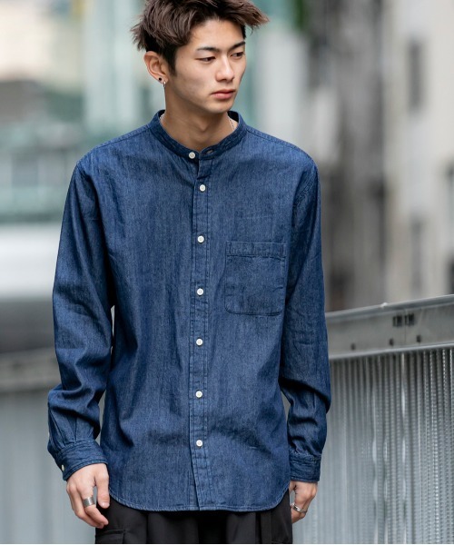 ADMIX/ATELIER SAB MEN（アドミックスアトリエサブメン）の「ライトオンス デニム バンドカラー 長袖 シャツ（シャツ/ブラウス・メンズ・インディゴブルー/ワンウォッシュ/ライトインディゴブルー・48/50）」の13枚目の写真