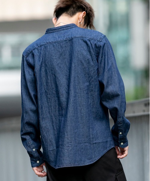 ADMIX/ATELIER SAB MEN（アドミックスアトリエサブメン）の「ライトオンス デニム バンドカラー 長袖 シャツ（シャツ/ブラウス・メンズ・インディゴブルー/ワンウォッシュ/ライトインディゴブルー・48/50）」の11枚目の写真