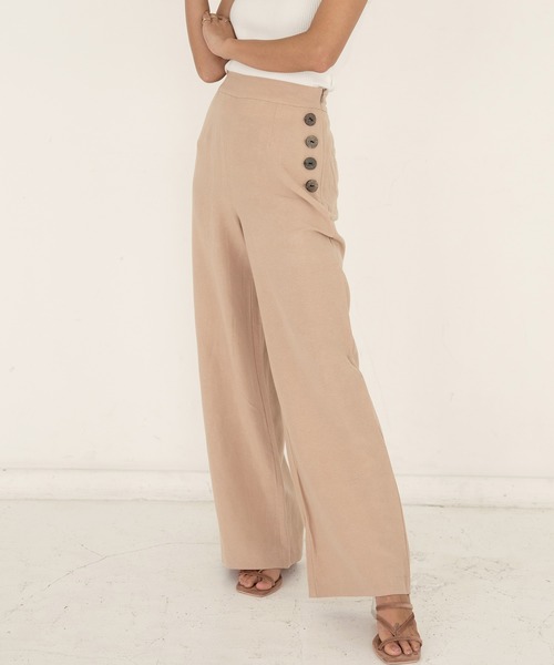 ALEXIA STAM(アリシアスタン)の「Side Button Pants/サイドボタンパンツ(その他パンツ・レディース・ブラック/ベージュ・S/M)」の2枚目の写真