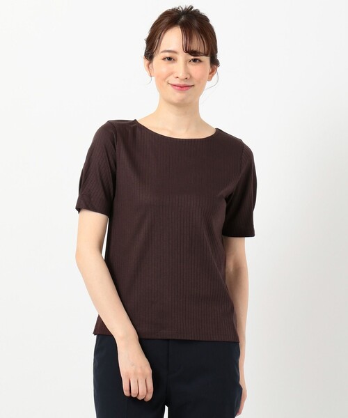 J.PRESS Ladies（J.プレス レディス）の「【WEB限定色あり】コットンリブスムース クルーネックTシャツ（Tシャツ/カットソー・レディース・ライトグレー系/ブルー系・SMALL）」の3枚目の写真