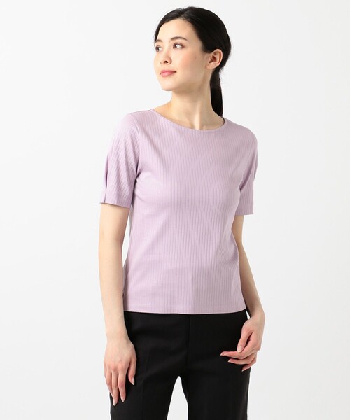 J.PRESS Ladies（J.プレス レディス）の「【WEB限定色あり】コットンリブスムース クルーネックTシャツ（Tシャツ/カットソー・レディース・ライトグレー系/ブルー系・SMALL）」の5枚目の写真