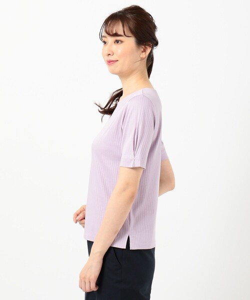 J.PRESS Ladies（J.プレス レディス）の「【WEB限定色あり】コットンリブスムース クルーネックTシャツ（Tシャツ/カットソー・レディース・ライトグレー系/ブルー系・SMALL）」の6枚目の写真