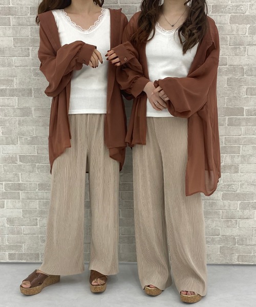 PairPair（ペアペア）の「レースインナー（タンクトップ・レディース・オフホワイト/モカ・FREE）」の3枚目の写真