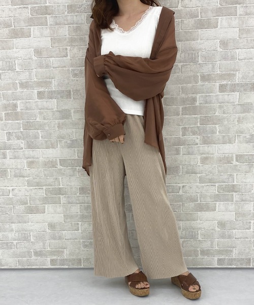 PairPair（ペアペア）の「レースインナー（タンクトップ・レディース・オフホワイト/モカ・FREE）」の4枚目の写真