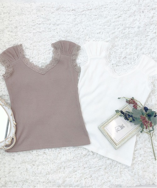 PairPair（ペアペア）の「レースインナー（タンクトップ・レディース・オフホワイト/モカ・FREE）」の19枚目の写真