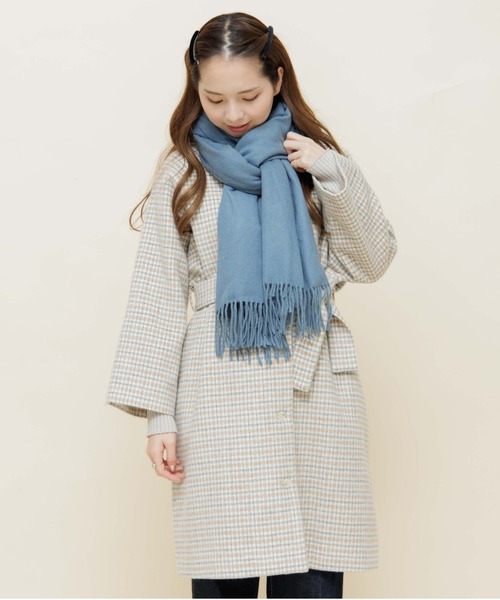 ルシェルブルーENCHANTEMENT モヘアミックスWマフラー ブルーフォックス ファー マフラー : エルベートブルーレーベル