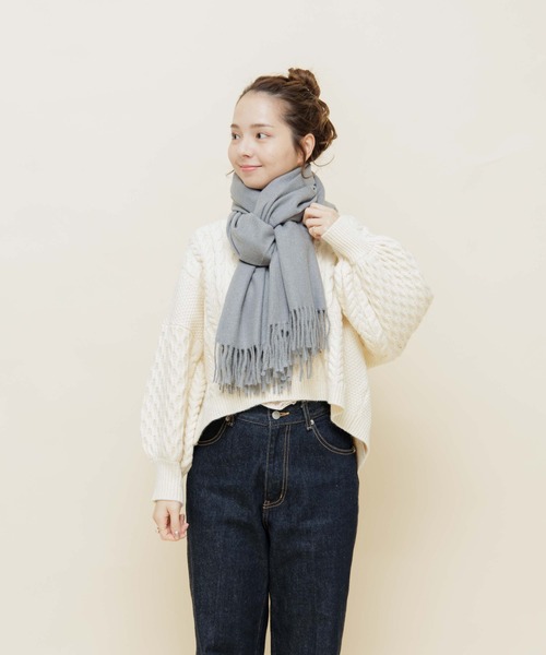 flower(フラワー)の「スムースマフラー(マフラー・レディース・アイボリー/グレー/ベージュ/ブルー/ピンク・FREE)」の19枚目の写真