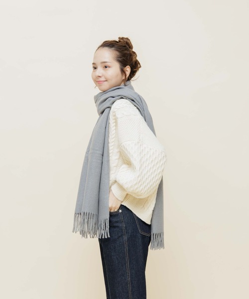 flower(フラワー)の「スムースマフラー(マフラー・レディース・アイボリー/グレー/ベージュ/ブルー/ピンク・FREE)」の21枚目の写真