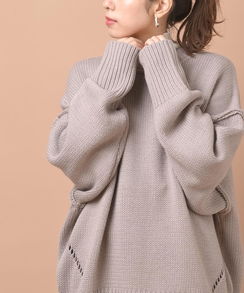 rps（アールピーエス）の「アウトシームワイドニットプルオーバー（ニット/セーター・レディース・ラベンダー/グリーン/ベージュ・M）」の3枚目の写真