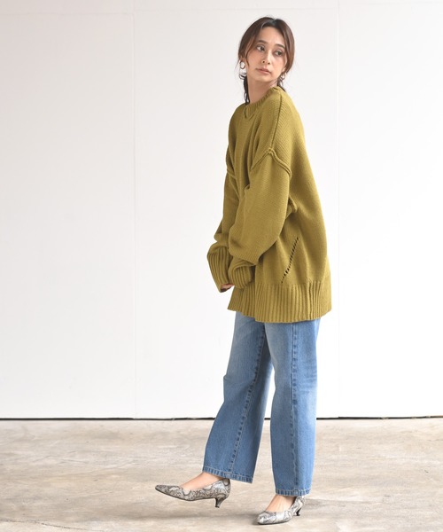 rps（アールピーエス）の「アウトシームワイドニットプルオーバー（ニット/セーター・レディース・ラベンダー/グリーン/ベージュ・M）」の14枚目の写真