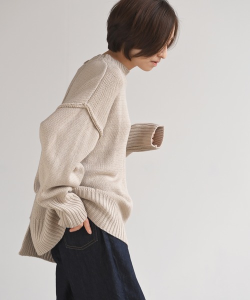 rps（アールピーエス）の「アウトシームワイドニットプルオーバー（ニット/セーター・レディース・ラベンダー/グリーン/ベージュ・M）」の12枚目の写真