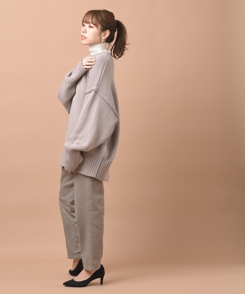 rps（アールピーエス）の「アウトシームワイドニットプルオーバー（ニット/セーター・レディース・ラベンダー/グリーン/ベージュ・M）」の4枚目の写真