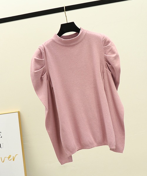SMILE ORCHID(スマイルオーキッド)の「パフスリーブ&ハイネックニット(ニット/セーター・レディース・ホワイト/ブラック/ダークグリーン/ベージュ/ブラウン/ピンク/ブルー/マスタード・FREE)」の8枚目の写真