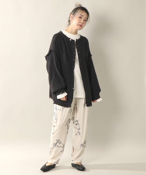 notch.（ノッチ）の「馬柄テーパードパンツ（その他パンツ・レディース・オフホワイト/ブラック・M）」の6枚目の写真