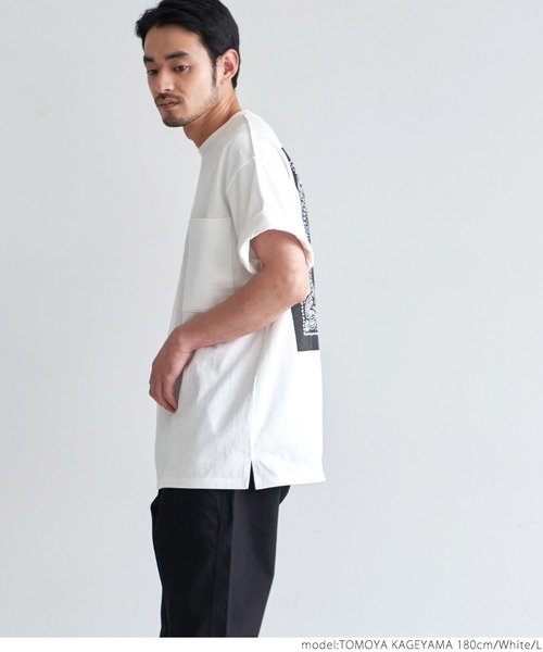 coca（coca）（コカ）の「ヘビーウェイトバックバンダナプリントTシャツ（Tシャツ/カットソー・メンズ・ホワイト/ベージュ・MEDIUM/LARGE）」の7枚目の写真