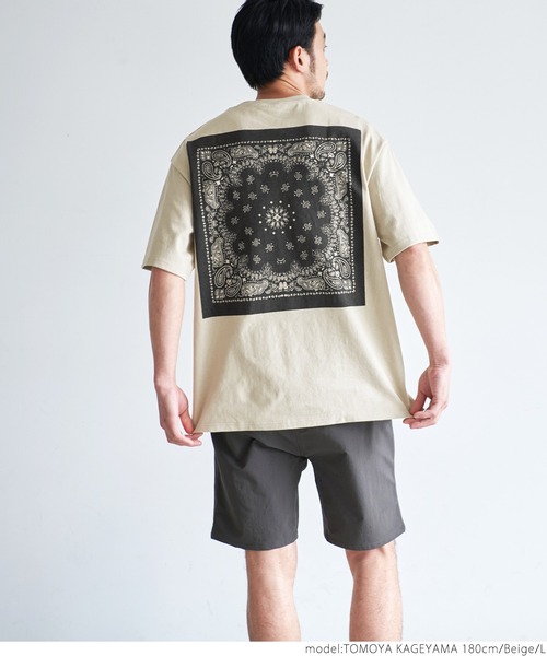 coca（coca）（コカ）の「ヘビーウェイトバックバンダナプリントTシャツ（Tシャツ/カットソー・メンズ・ホワイト/ベージュ・MEDIUM/LARGE）」の11枚目の写真