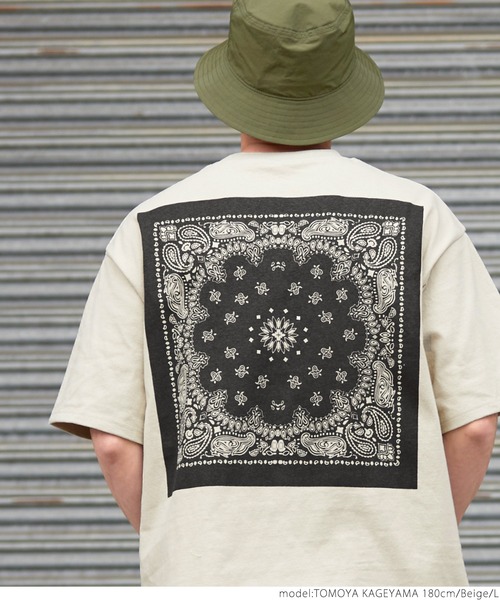 coca（coca）（コカ）の「ヘビーウェイトバックバンダナプリントTシャツ（Tシャツ/カットソー・メンズ・ホワイト/ベージュ・MEDIUM/LARGE）」の16枚目の写真