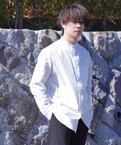 D220221 Casper John バンドカラー 半袖シャツ D220221 Casper John バンドカラー 半袖シャツ