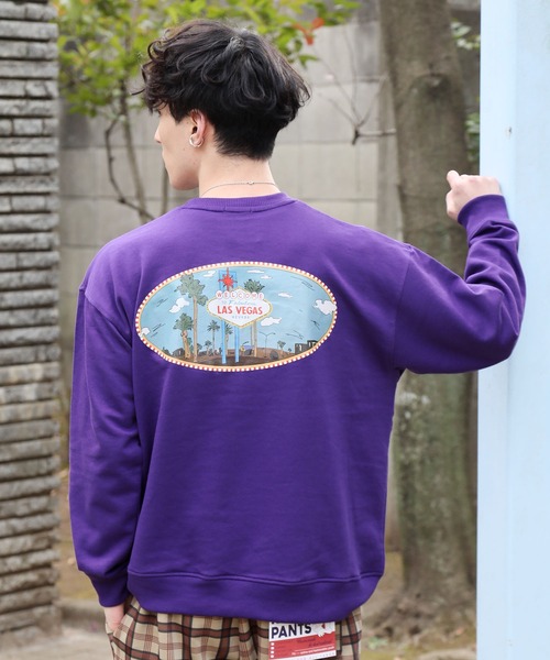 TopIsm(トップイズム)の「ワイドシルエット バックプリント スウェット(Tシャツ/カットソー・メンズ・ブラック/パープル/ネイビー/グレー/ベージュ系その他/ベージュ・M/L)」の6枚目の写真